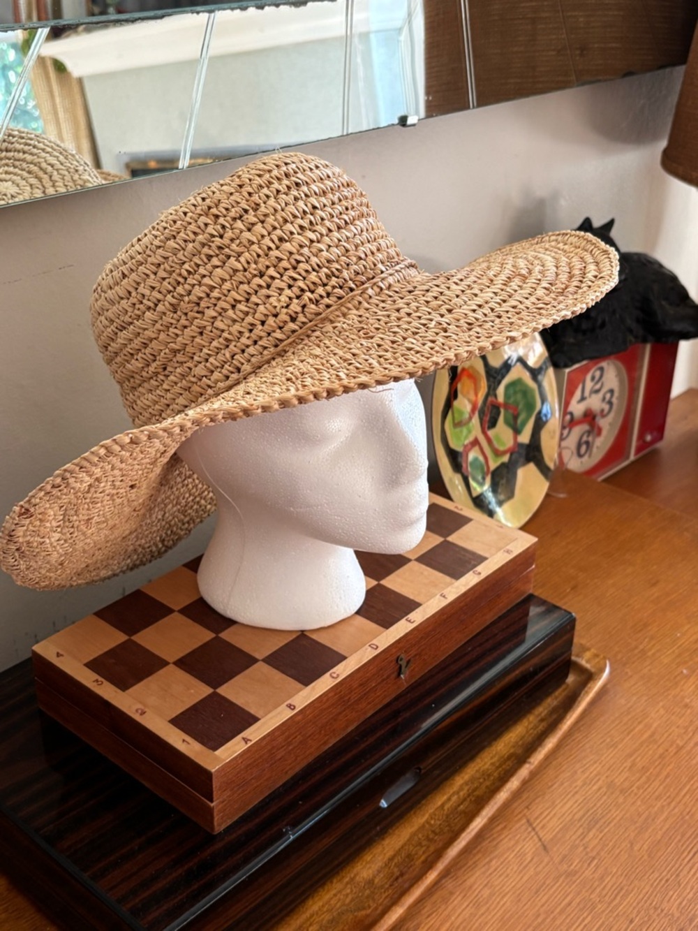 Kathy Jeanne Straw Wide-Brim Sun Hat - Natural - Picture 3 of 5